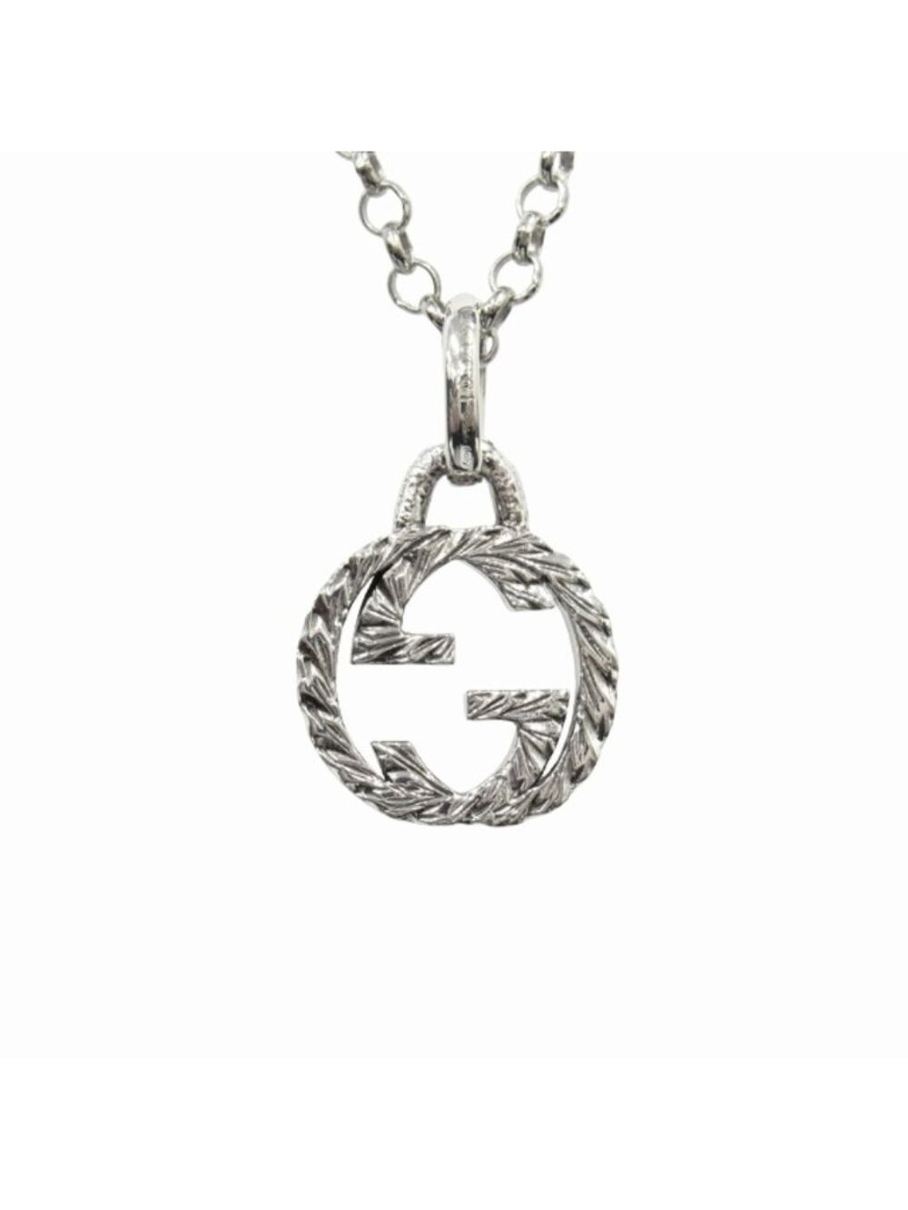 Gucci Polished Interlocking Pendant Necklace Silver - Picture 2 of 4